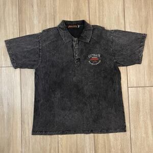 Outback Australia Y2K Acid Wash Polo Shirt Kangaroo Graphic Men’s Medium